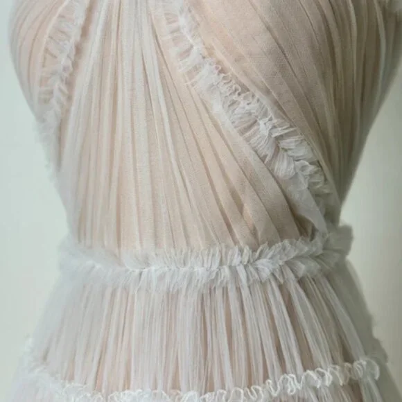 Brand New US 4 Anna Augusta White Maxi Evening Dress with Nude Lining - Picture 6 of 8